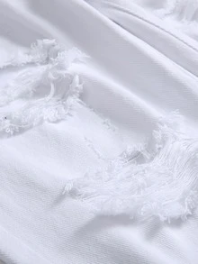 Manfinity Homme Men Ripped Frayed Cat Scratch Jeans - White - View 7