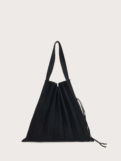 Pleated Design Shoulder Bucket Bag