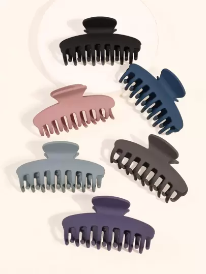 6pcs Women's Fashion Minimalist Solid Color Semi-Circle Hair Clips, Suitable For Daily Wear