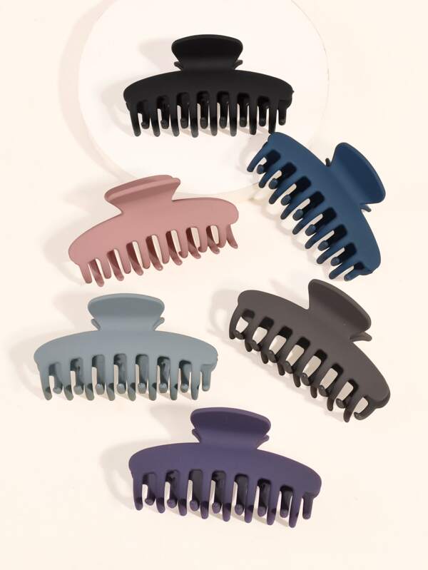 6pcs Women's Fashion Minimalist Solid Color Semi-Circle Hair Clips, Suitable For Daily Wear