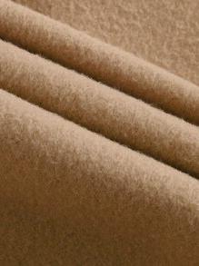 SHEIN EZwear Áo nỉ có mũ Chất rắn Dây rút Túi mặt trước - Màu be - Xem 5