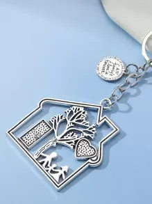 Street House Design Keychain Valentine's Day Car Accessories Bag Charm School Cute Goth Y2k - Silver - View 3
