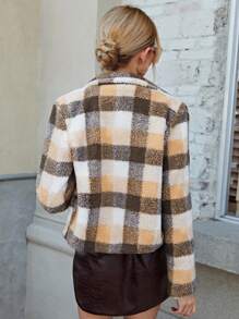 SHEIN Unity 格紋圖案拉鍊泰迪夾克 - 彩色 - 查看 2