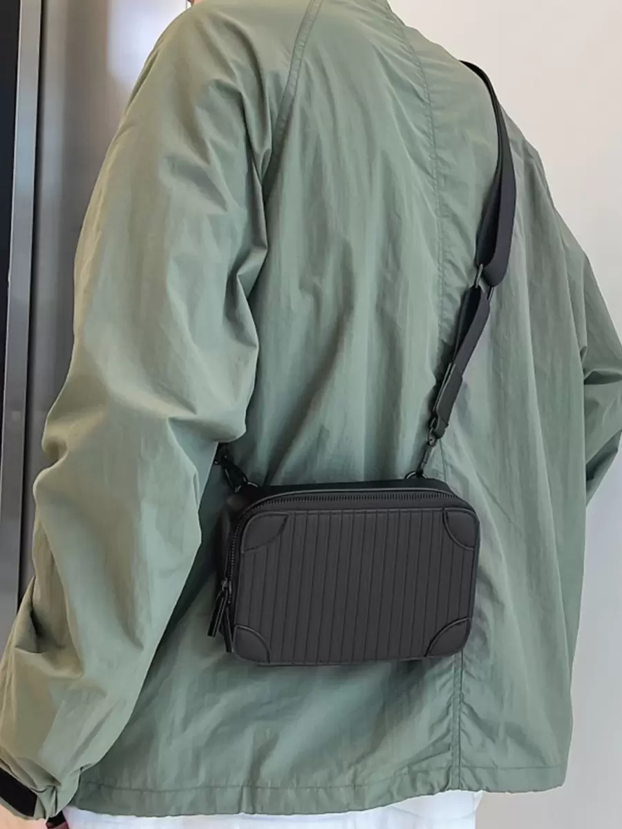 Học sinh trung học Đại học Sinh viên năm nhất túi đeo chéo đa chức năng túi đeo vai túi thông thường Mini Men Striped Pattern Túi vuông, Túi xách Túi đi học cho Du lịch, Đại học, Ngoài trời, Thể thao, Đi lại - màu đen - Xem 1