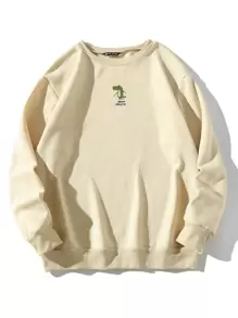 SHEIN Unity 卡通和字母圖案落肩袖加絨內裏運動衫