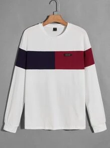 Manfinity VCAY Nam Áo thun Bông Chi tiết vá Cắt Và May - trắng - Xem 1