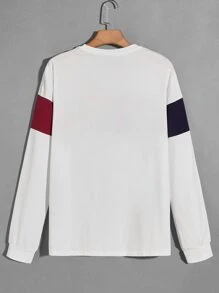 Manfinity VCAY Nam Áo thun Bông Chi tiết vá Cắt Và May - trắng - Xem 2