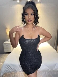 SHEIN Robe moulante à sangle transparent à ruché