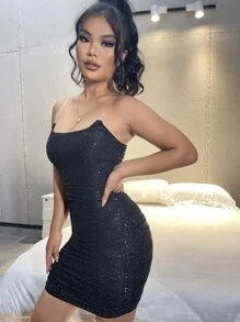 SHEIN Robe moulante à sangle transparent à ruché