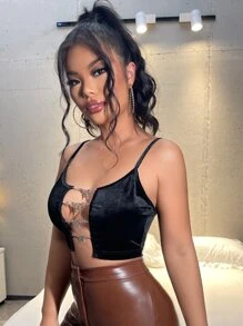 SHEIN SXY Butterfly Metallic Link Detail Cami Top