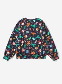 SHEIN Áo nỉ Giáng sinh In Toàn bộ Thả vai - Nhiều màu - Xem 2