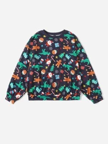 SHEIN Áo nỉ Giáng sinh In Toàn bộ Thả vai - Nhiều màu - Xem 3