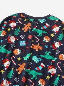 SHEIN Áo nỉ Giáng sinh In Toàn bộ Thả vai - Nhiều màu - Xem 4