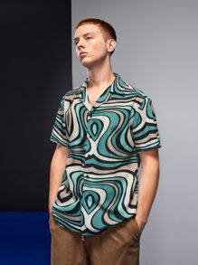 Valeria Aguilar Áo sơ mi Nam Nút phía trước In ngẫu nhiên Kỳ nghỉ - Nhiều màu - Xem 1