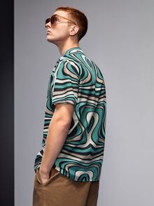 Valeria Aguilar Áo sơ mi Nam Nút phía trước In ngẫu nhiên Kỳ nghỉ - Nhiều màu - Xem 2