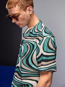 Valeria Aguilar Áo sơ mi Nam Nút phía trước In ngẫu nhiên Kỳ nghỉ - Nhiều màu - Xem 5