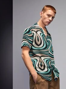 Valeria Aguilar Áo sơ mi Nam Nút phía trước In ngẫu nhiên Kỳ nghỉ - Nhiều màu - Xem 6