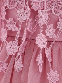 Baby Pearls Appliques Mesh-hem Party Dress - Dusty Pink - View 4