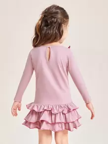 SHEIN Toddler Girls Frill Trim Layered Hem Dress