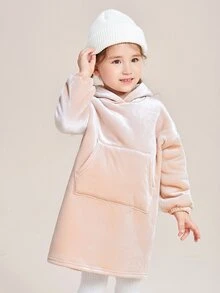 SHEIN 女童落肩天鹅绒卫衣 - 淺粉色 - 查看 3