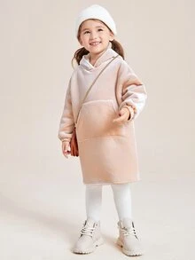 SHEIN 女童落肩天鹅绒卫衣 - 淺粉色 - 查看 4