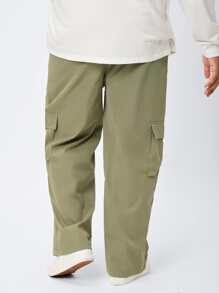 Manfinity Men Flap Pocket Side Drawstring Waist Trousers - Olive Green - View 2