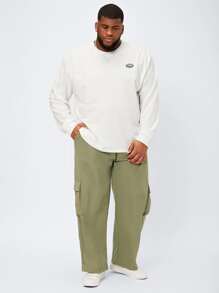 Manfinity Men Flap Pocket Side Drawstring Waist Trousers - Olive Green - View 5