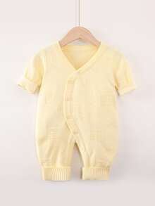 嬰兒孔眼細節針織連身褲 - 米色 - 查看 1