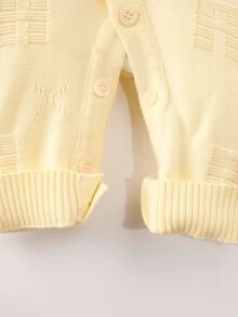 嬰兒孔眼細節針織連身褲 - 米色 - 查看 3