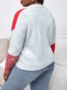 SHEIN Unity 大碼落肩袖撞色開襟衫 - 彩色 - 查看 2