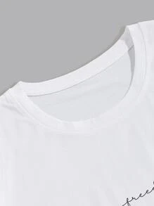 Manfinity Homme Hombres Camiseta con estampado de letra - Blanco - Ver 4