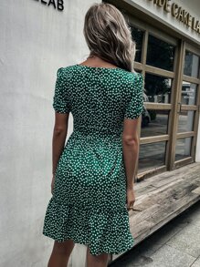 Đầm Viên lá sen Họa tiết hoa Boho - màu xanh lá - Xem 2