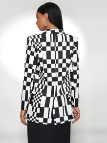 SHEIN BAE Geo Print Lapel Neck Blazer