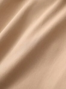 SHEIN Em bé Áo khoác Thắt lưng Nút đôi màu trơn Giải trí - Màu Khaki - Xem 4