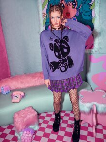 ROMWE Anime Áo len nữ Hoạt hình Giải trí - Màu tím - Xem 3