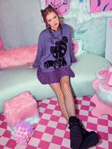 ROMWE Anime Áo len nữ Hoạt hình Giải trí - Màu tím - Xem 4