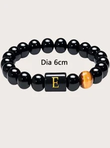 Những người đàn ông thời trang và phổ biến Chữ cái Chi tiết trang trí hình học Vòng tay đính cườm Phong cách Punk Hip Pop cho món quà trang sức và cho một vẻ ngoài sành điệu - màu đen - Xem 3