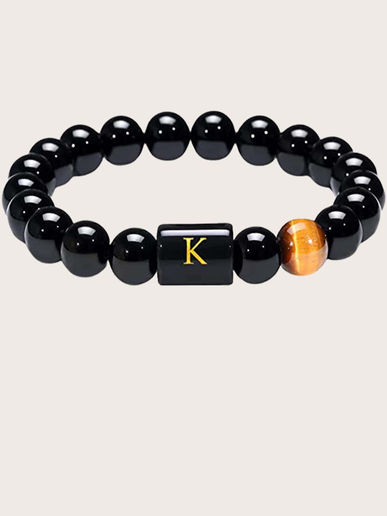 Những người đàn ông thời trang và phổ biến Chữ cái Chi tiết trang trí hình học Vòng tay đính cườm Phong cách Punk Hip Pop cho món quà trang sức và cho một vẻ ngoài sành điệu - màu đen - Xem 1