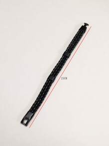 Vòng tay PU dệt trơn thời trang và phổ biến cho nam giới để làm quà tặng trang sức và cho vẻ ngoài sành điệu - màu đen - Xem 4