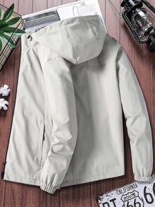 Manfinity Hypemode Hombres Cazadora con estampado de letra cremallera con capucha sin camiseta - Gris - Ver 2