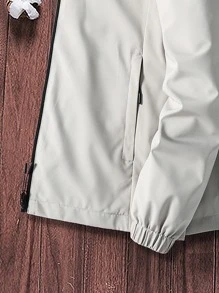 Manfinity Hypemode Hombres Cazadora con estampado de letra cremallera con capucha sin camiseta - Gris - Ver 3