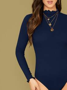 SHEIN Essnce 生菜邊羅紋針織素色連體衣