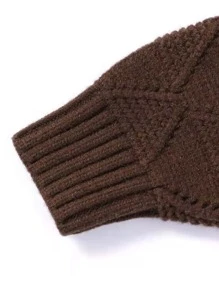 SOLOCOTE Niñas Cárdigan de hombros caídos con textura - Café integral - Ver 3