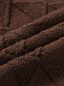 SOLOCOTE Niñas Cárdigan de hombros caídos con textura - Café integral - Ver 5