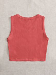 SHEIN EZwear Solid Crop Tank Top - Rusty Rose - View 2