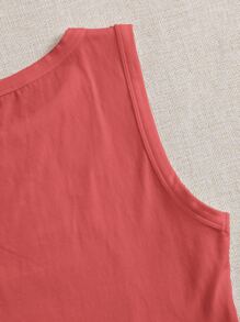 SHEIN EZwear Solid Crop Tank Top - Rusty Rose - View 4