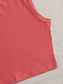 SHEIN EZwear Solid Crop Tank Top - Rusty Rose - View 5