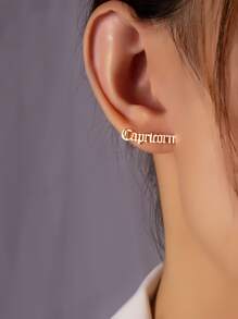 Constellation Letter Stud Earrings - Yellow Gold - View 1