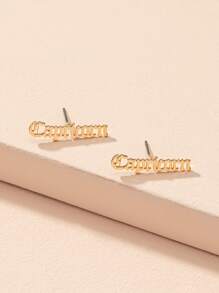 Constellation Letter Stud Earrings - Yellow Gold - View 3