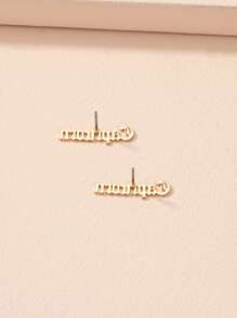 Constellation Letter Stud Earrings - Yellow Gold - View 5